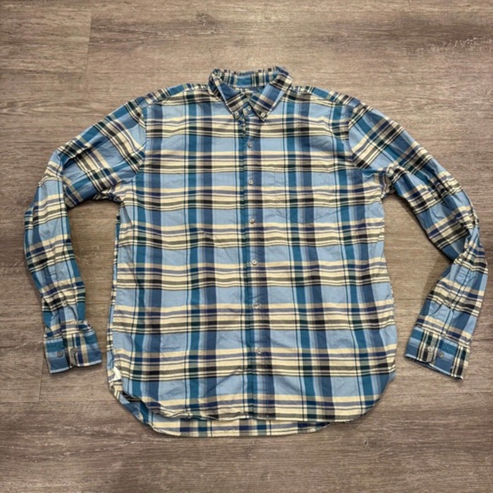 Fossil Shirt Mens‎ Extra Large Blue Plaid Long Sleeve Button Up Preppy Casual